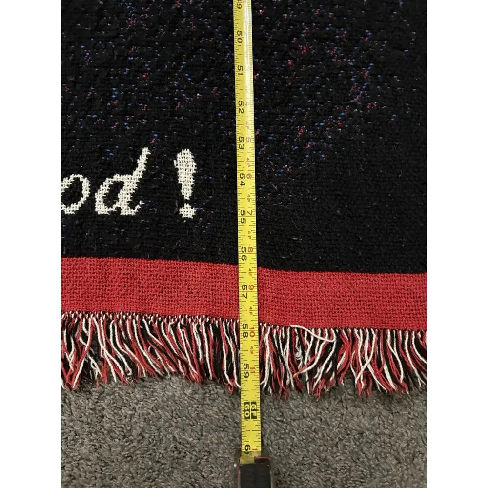 1994 Coca Cola Santa Clause Christmas Holiday Woven Fringe Throw Blanket 44X58